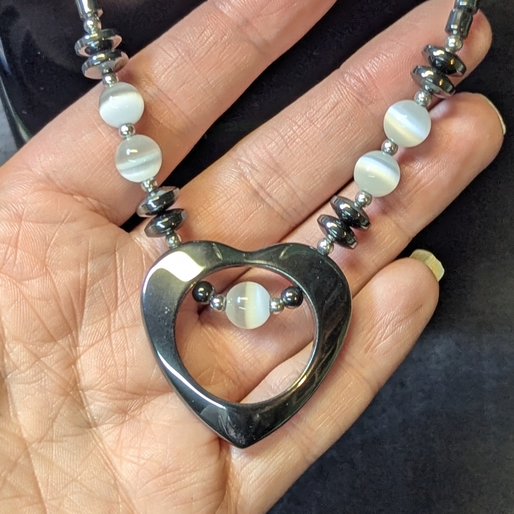 3 for $30 Vintage 90s Heart Pendant Necklace with Beads